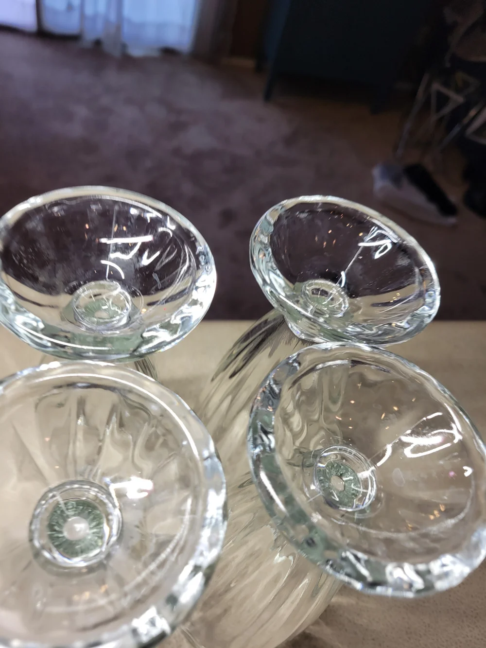 Set of 4 Vintage Clear Glass Milkshake / Soda Fountain Glasses - 12oz